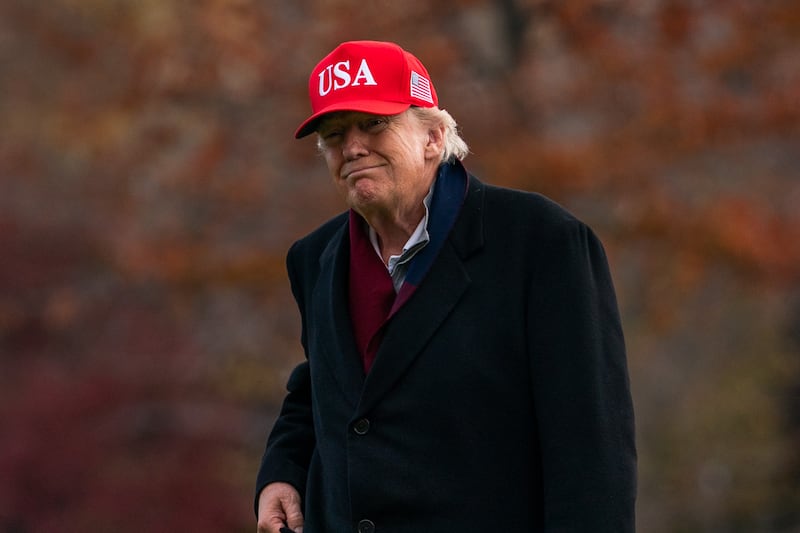 President Donald Trump returns to the White House on Marine One in Washington, D.C., on November 22, 2025.