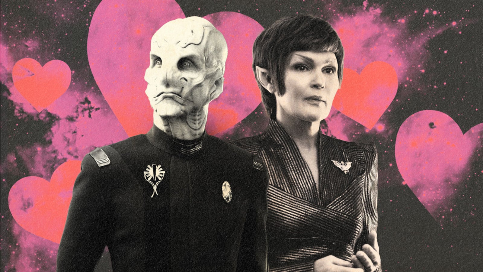 An illustration of Saru and T'Rina in Star Trek