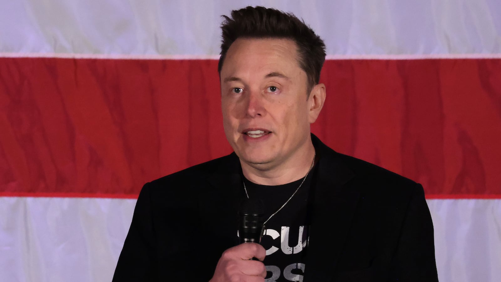 Elon Musk speaks at a Republican town hall in October.
