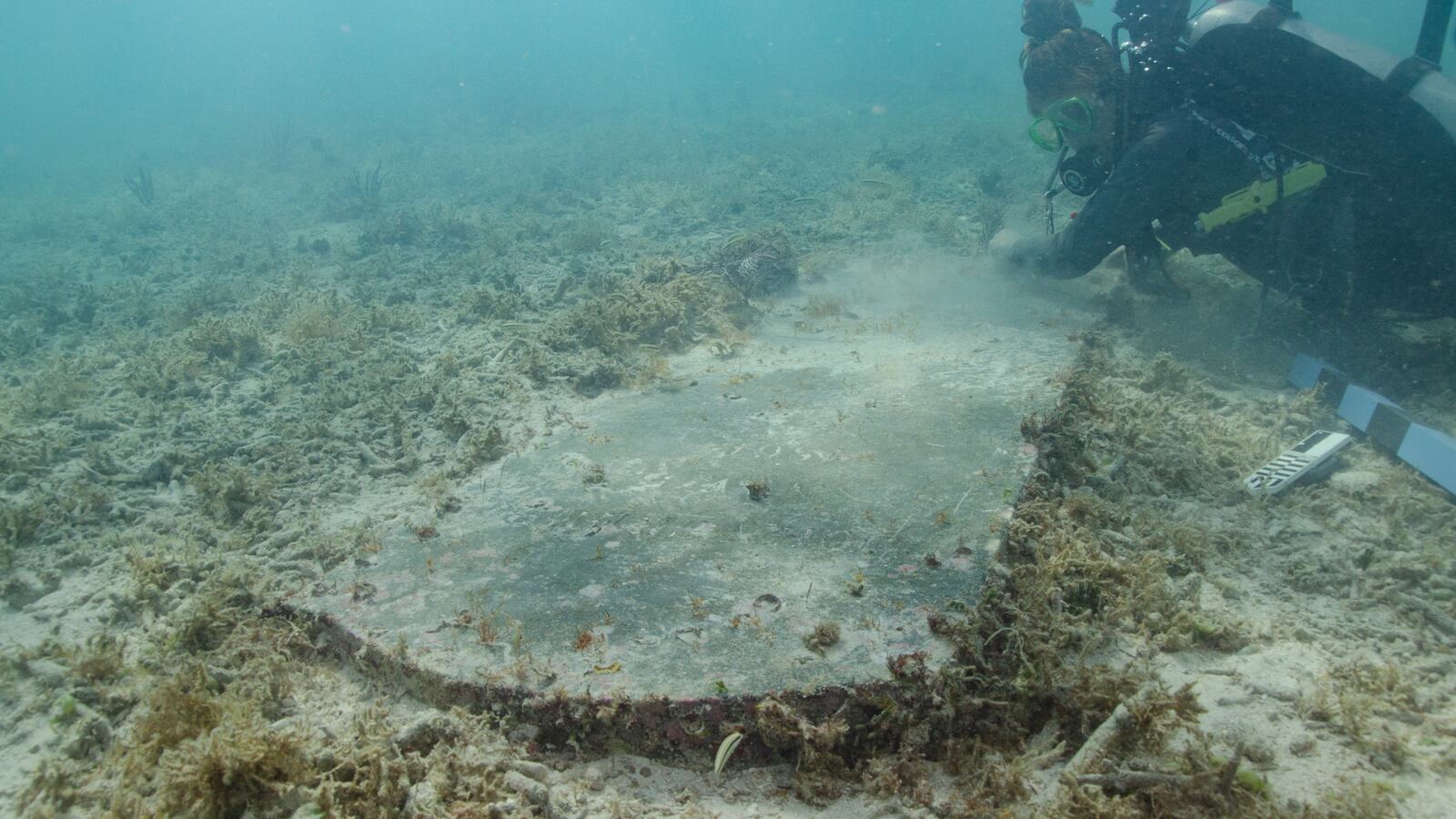 Diver-examines-underwater-headstone-of-John-Greer1_goyuhg
