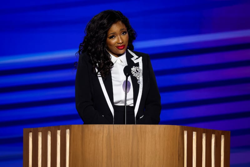 Rep. Jasmine Crockett speaks onstage during the first day of the Democratic National Convention at the United Center on August 19, 2024 in Chicago, Illinois.