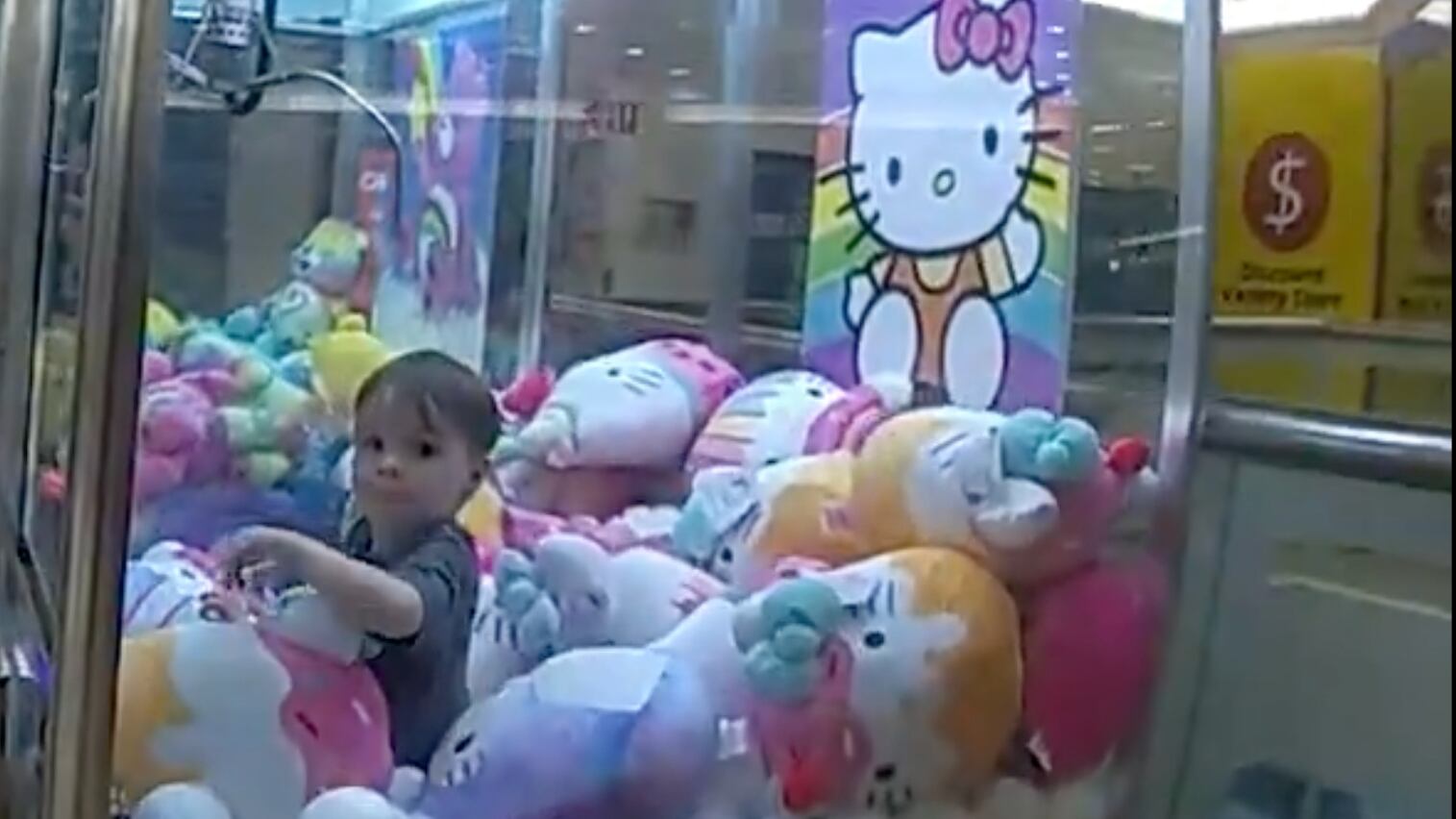 A 3-year-old boy got stuck inside a toy claw machine at a shopping center in Queensland.