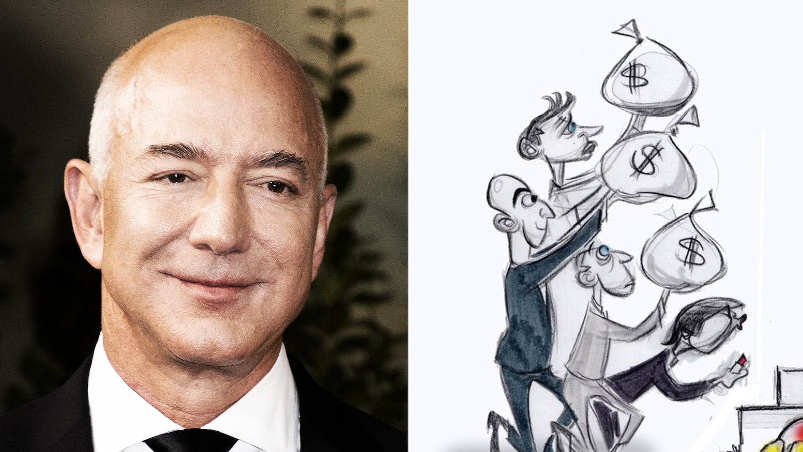 Jeff Bezos and Ann Telnaes' cartoon