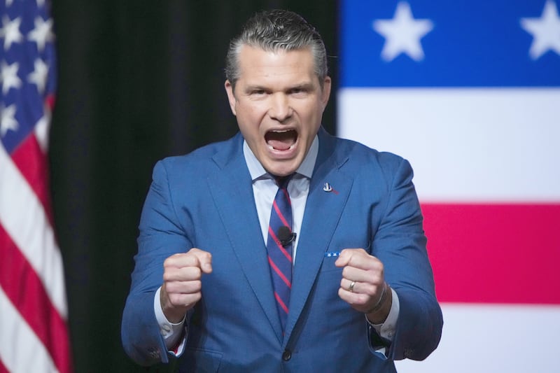 U.S. Secretary of War Pete Hegseth speaks to senior military leaders at Marine Corps Base Quantico on September 30, 2025 in Quantico, Virginia.