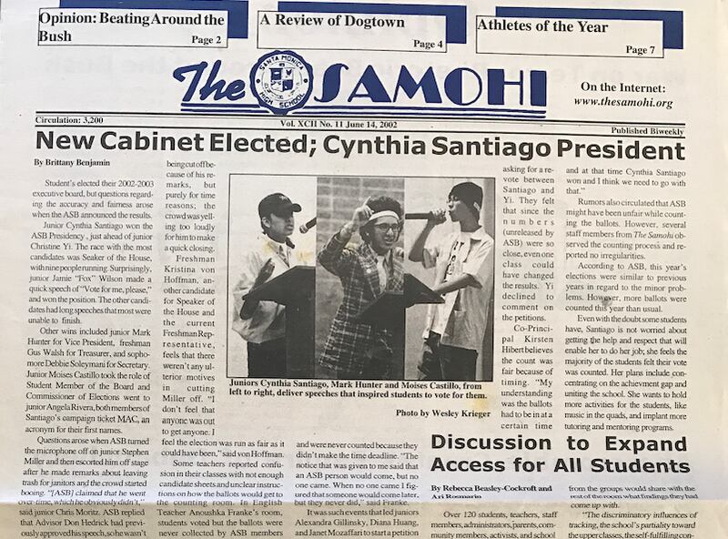 The Samohi. New cabinet elected; Cynthia Santiago president