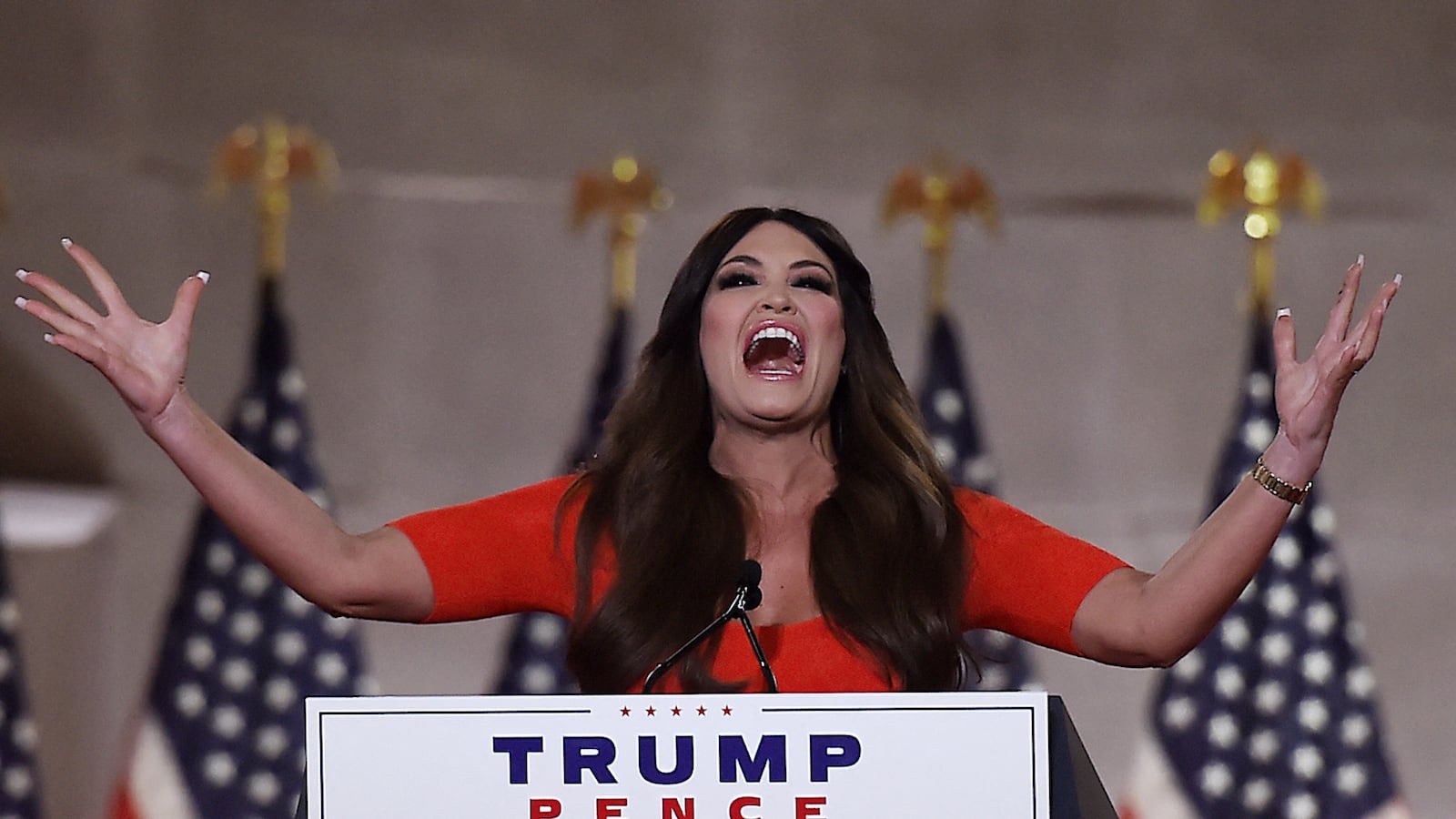 Kimberly Guilfoyle speaks during the first day of the Republican convention at the Mellon auditorium on August 24, 2020 in Washington, DC.