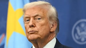 US President Donald Trump attends the signing ceremony of a peace deal with the President of Rwanda Paul Kagame and the President of the Democratic Republic of the Congo Felix Tshisekedi