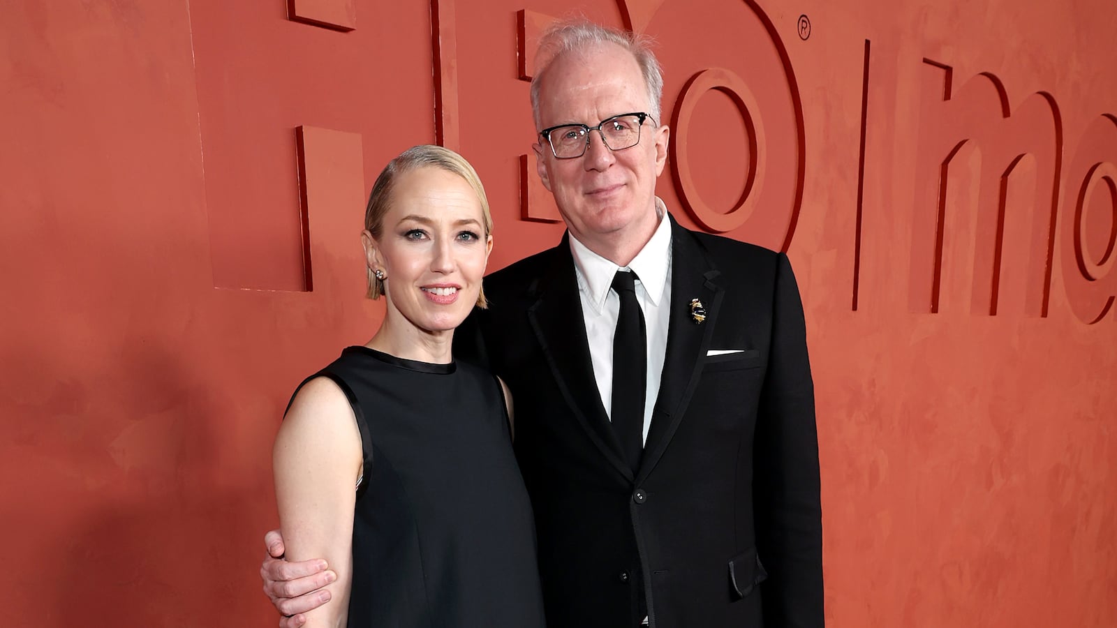 WEST HOLLYWOOD, CALIFORNIA - SEPTEMBER 15: (L-R) Carrie Coon and Tracy Letts attend the HBO & Max Post-Emmy Reception at San Vicente Bungalows on September 15, 2024 in West Hollywood, California.