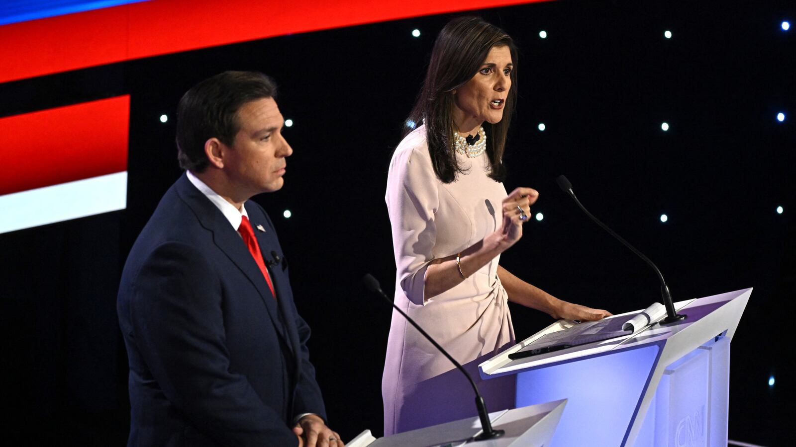 Florida Governor Ron DeSantis and former US Ambassador to the UN Nikki Haley