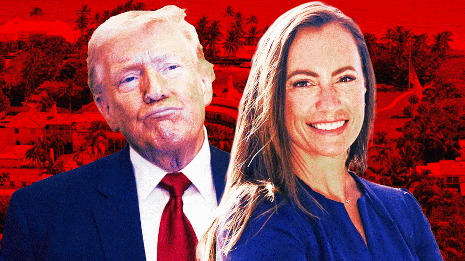 An animated gif of Donald Trump and Emily Gregory, and Mar-A-Lago.