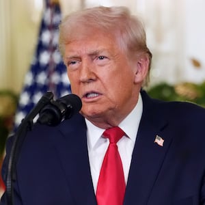 President Donald Trump addresses the nation from the Diplomatic Room of the White House on December 17, 2025 in Washington, DC.