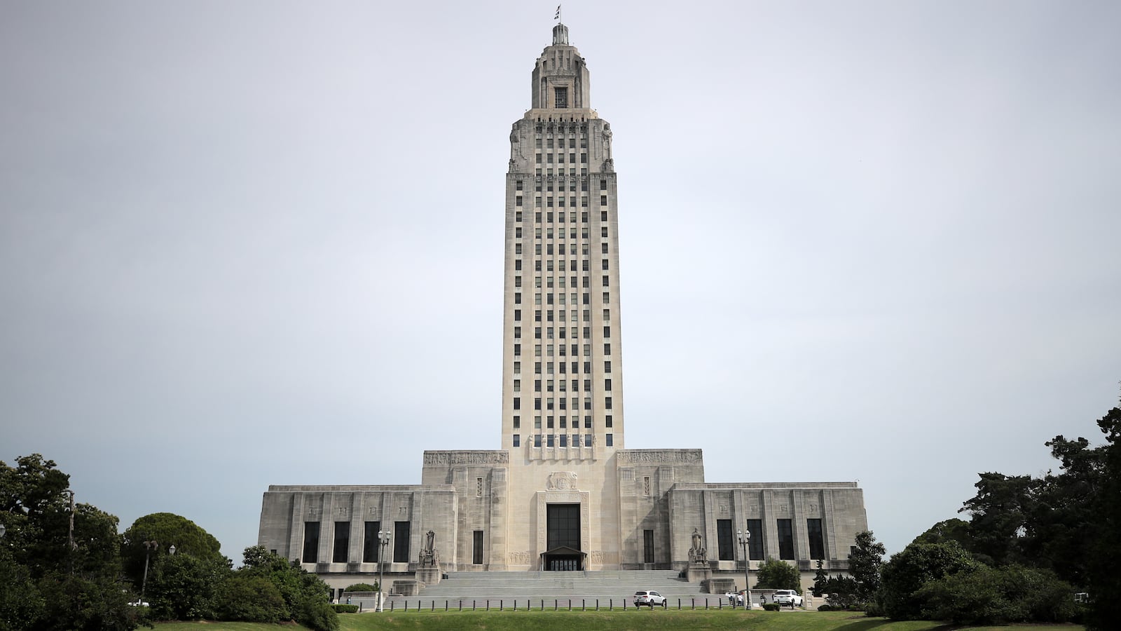 A general view of the Louisiana State Capitol prior to a rally against Louisiana's stay-at-home order and economic shutdown on April 17, 2020 in Baton Rouge, Louisiana.