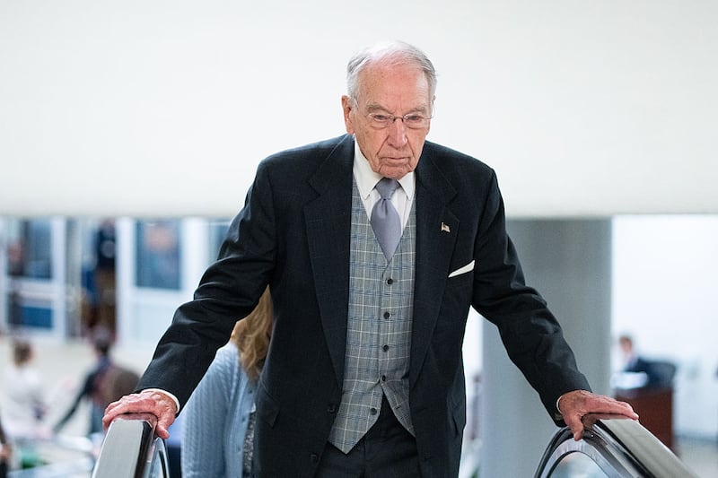 Sen. Chuck Grassley, R-Iowa, arrives in the U.S. Capitol for a vote on Tuesday, October 28, 2025.