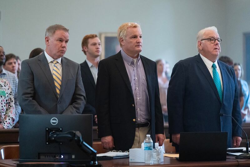 Spencer Garrett, Will Harrison, Jason Clarke, and Jim O'Heir in Murdaugh: Death in The Family.