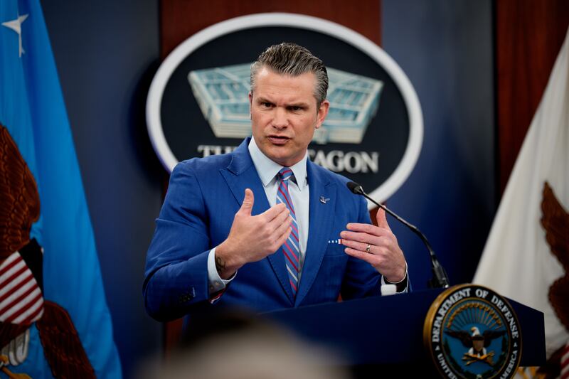 ARLINGTON, VIRGINIA - JUNE 26: U.S. Defense Secretary Pete Hegseth speaks during a news conference at the Pentagon on June 26, 2025 in Arlington, Virginia. Top officials from the Department of Defense gave an update after three Iranian nuclear facilities were struck by the U.S. military last weekend and Iran countered by launching missiles at Al Udeid Air Base in Doha, Qatar. (Photo by Andrew Harnik/Getty Images)