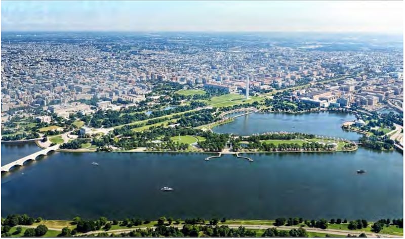 A rendering of the National Garden of American Heroes in a fundraising document by the National Garden of American Heroes Foundation.