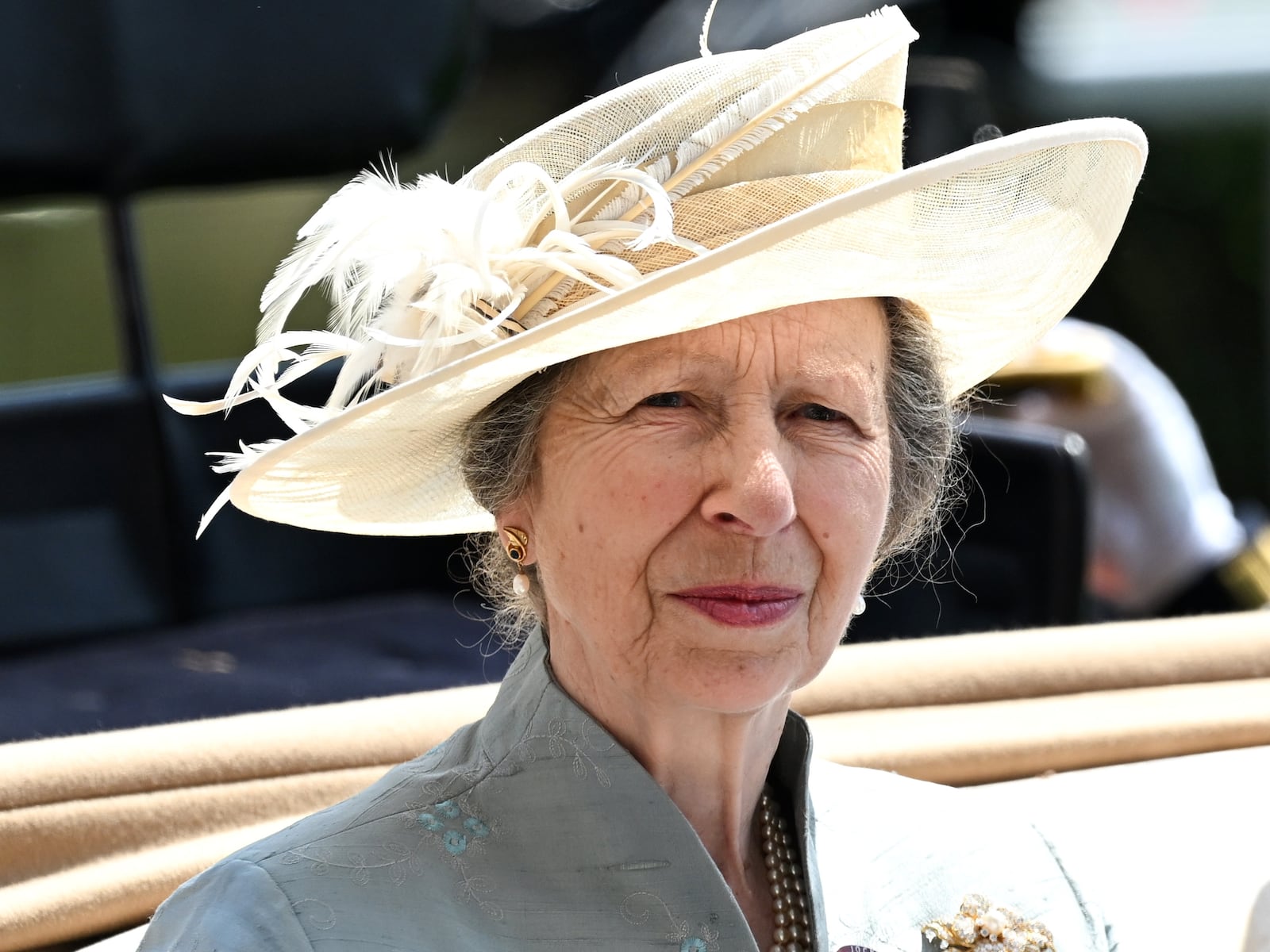 Princess Anne, attends day one of Royal Ascot wearing the same vibrant shade of lipstick she donned at the Order of the Garter.