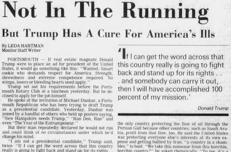 NOt In The Running But Trump Has a Cure for America's Ills.