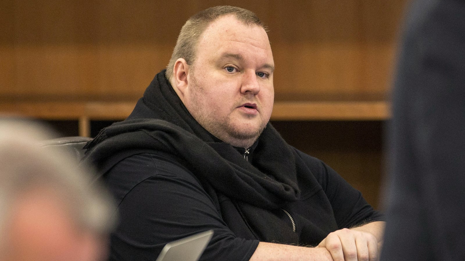 Kim Dotcom sits in court