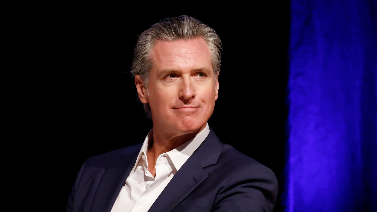 California Governor Gavin Newsom looks on before speaking at East Los Angeles College on February 26, 2025 in Monterey Park, California.