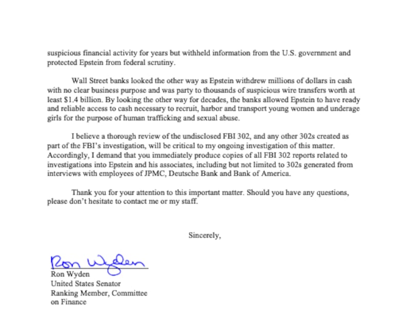 Wyden's letter to Blanche and Patel