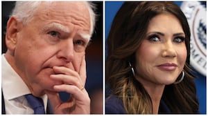 Minnesota Gov. Tim Walz and outgoing DHS Secretary Kristi Noem