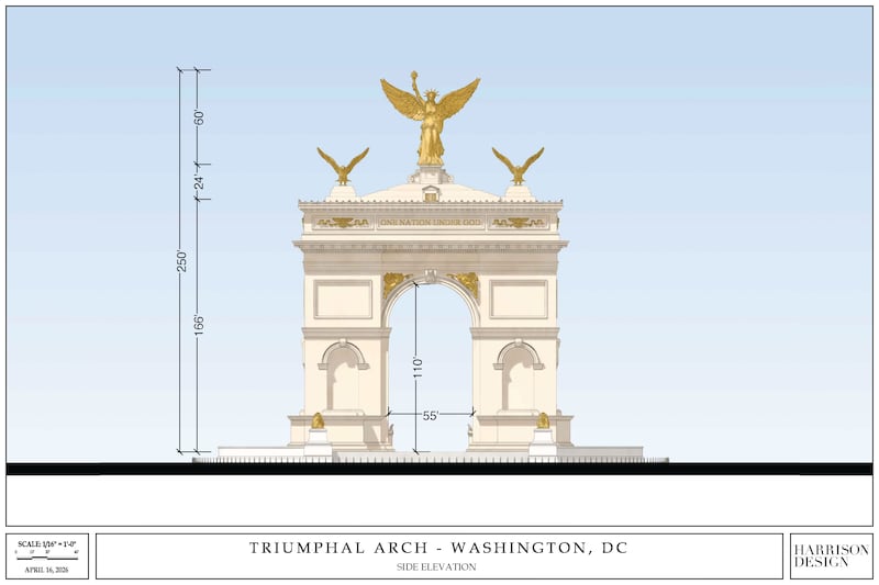 Renderings of Trump's Arch by architecual firm Harrison Design