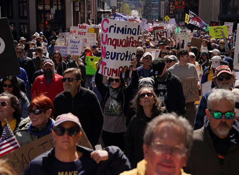 NASHVILLE, USA - MARCH 28: Thousands gather near downtown Nashville as part of the National wide No Kings Protests in Nashville, Tennessee, March 28, 2026. (Photo by Seth Herald/Anadolu via Getty Images)
