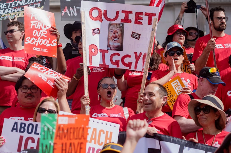 A 'No Kings' protest in Los Angeles.