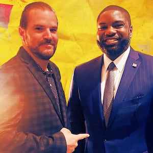 A photo illustration for PunchUp of Vlastimil "Pat" Jira and Byron Donalds.