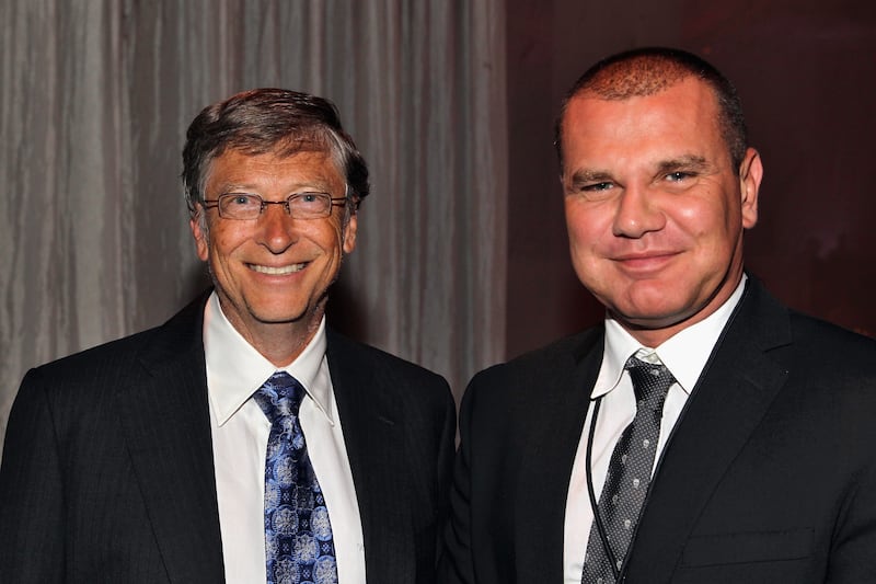 WASHINGTON, DC - JULY 21: Bill Gates and Boris Nikolic attend Together To End AIDS: An Evening To Benefit amfAR and GBCHealth at John F. Kennedy Center for the Performing Arts on July 21, 2012 in Washington, DC. (Photo by Paul Morigi/Getty Images)