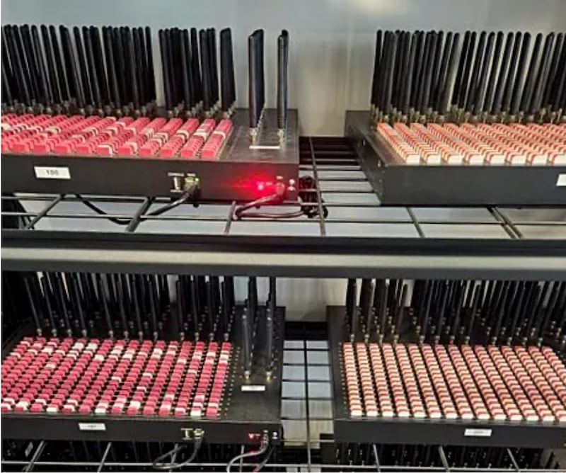 Devices containing hundreds of SIM cards recovered by the U.S. Secret Service.