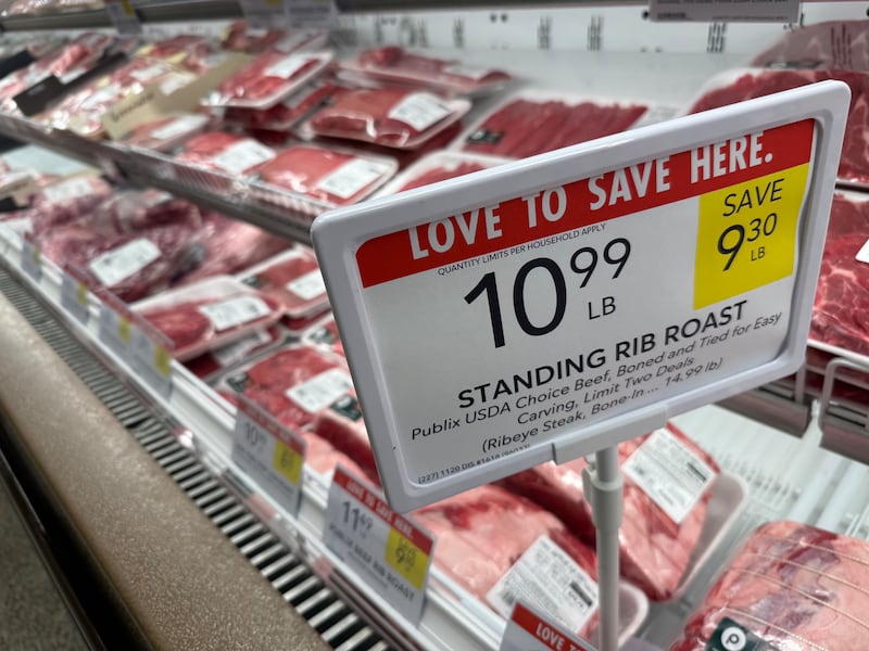 Standing Rib Roast discounted prices, Publix supermarket, Florida. (Photo by: Lindsey Nicholson/UCG/Universal Images Group via Getty Images)