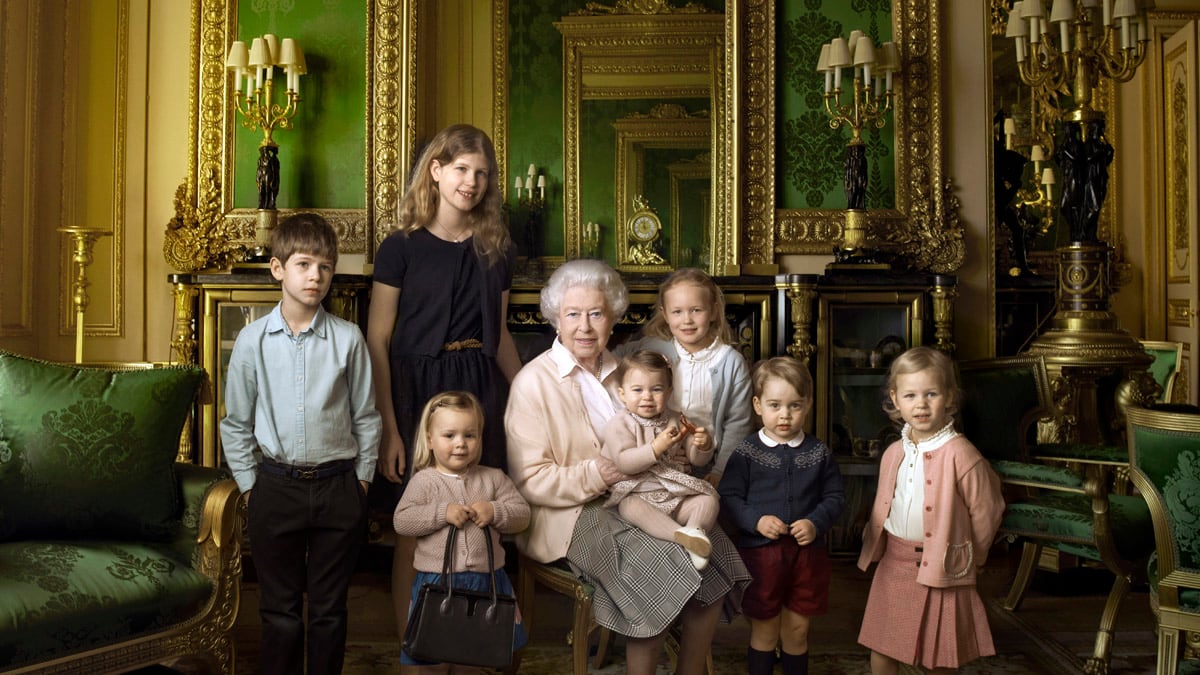articles/2016/04/21/princess-charlotte-cuddles-up-on-the-queen-s-lap-in-stunning-new-90th-birthday-photo/queen-grandchildren_skpopc