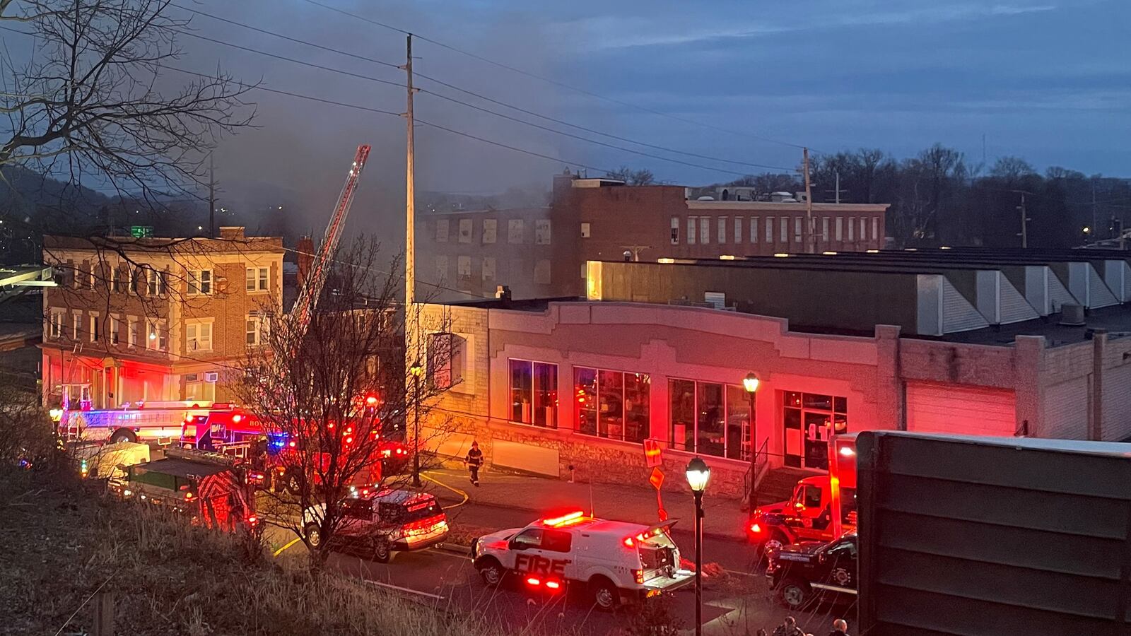 Smoke emanates from the R.M. Palmer factory in West Reading, Pennsylvania.