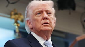 U.S. President Donald Trump attends a news conference in James S. Brady Press Briefing Room of the White House on April 06, 2026 in Washington, DC.
