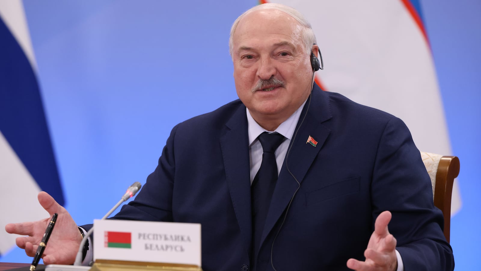 Belarussian President Alexander Lukashenko speaks during the Supreme Eurasian Economic Council Meeting on December 26, 2024, in Igora ski resort, north of Saint Petersburg, Russia.