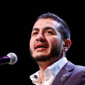 U.S. Senate Democratic candidate Abdul El-Sayed speaks on stage, with vote counting continuing for Michigan's Democratic U.S. Senate primary, during an election night rally in Detroit, Michigan, U.S., August 5, 2026. REUTERS/Rebecca Cook