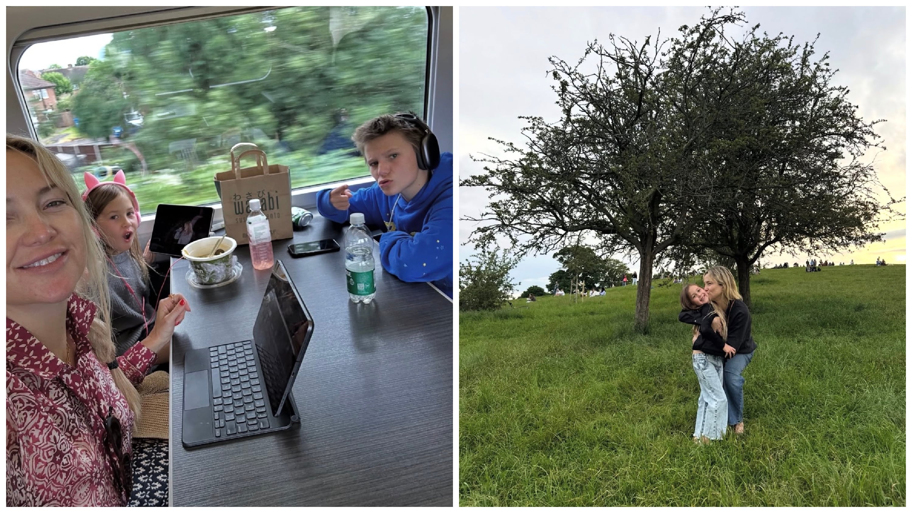 Hudson shared sweet throwback pictures of her travels with her children in England.