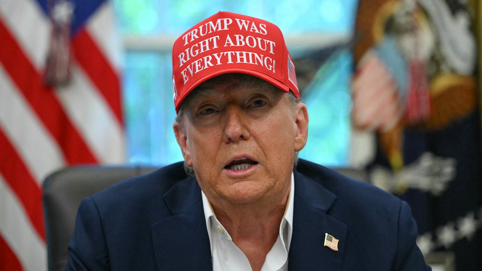 President Donald Trump makes an announcement from the Oval Office of the White House in Washington, DC, on August 22, 2025.