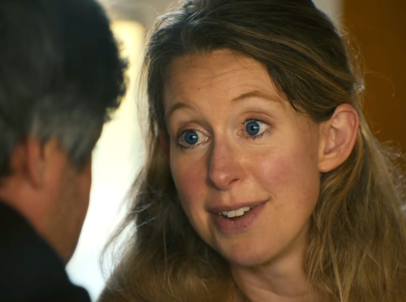 Elizabeth Holmes in the new A24 documentary about her life.