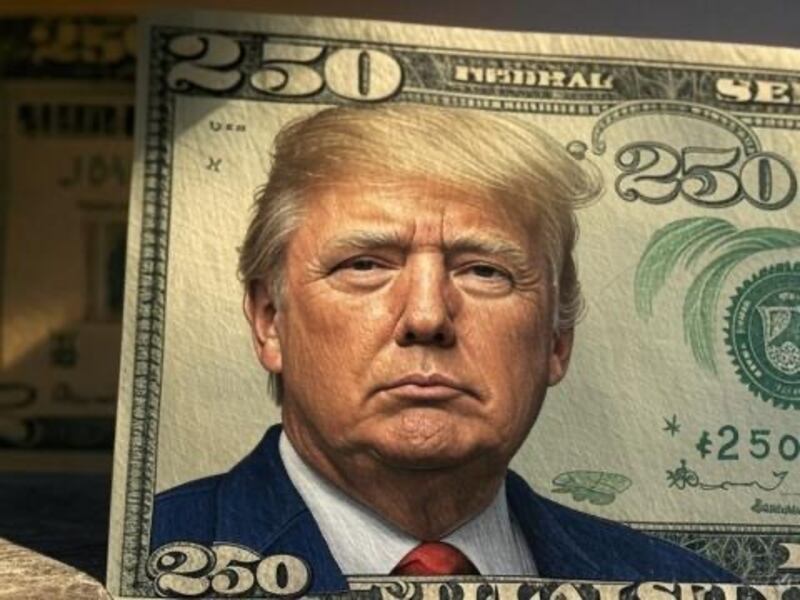 An AI-generated image of Rep Joe Wilson’s proposed $250 Trump note.
