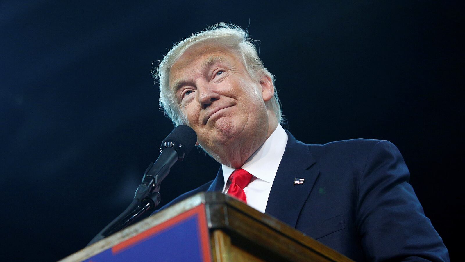 Republican U.S. presidential nominee Donald Trump attends a campaign rally at the Erie Insurance Arena in Erie, Pennsylvania August 12, 2016.