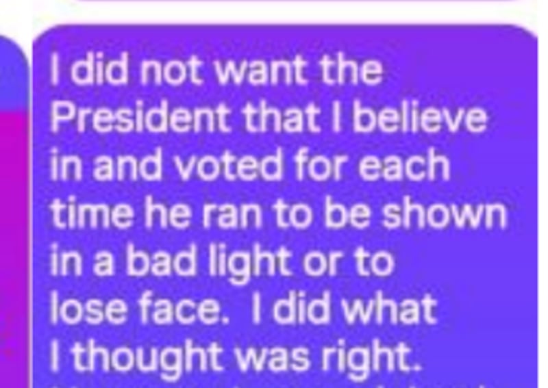 Maria Hadley's message to Eric Trump after she was ousted from her position at the golf club.
