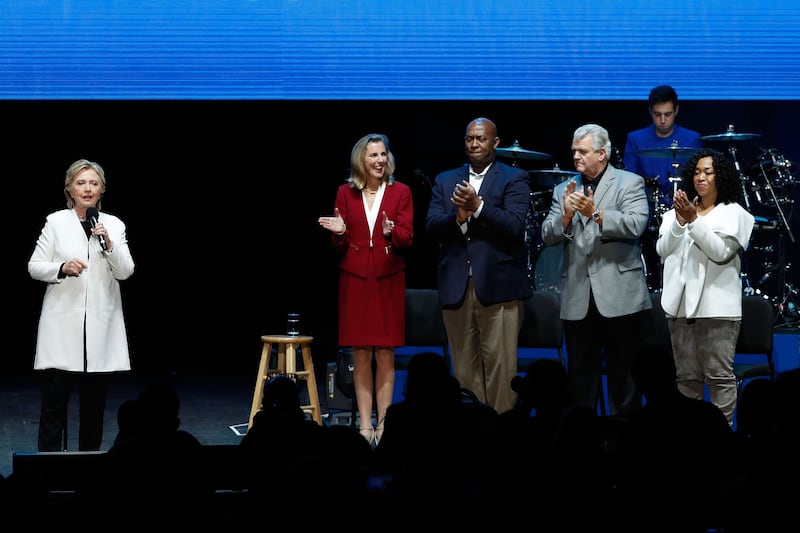 Katie McGinty, David Evans, Bob Brady, and Shonda Rhimes attend a Hillary Clinton campaign rally