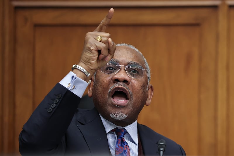 Rep. Gregory Meeks (D-NY) shouts over U.S. Treasury Secretary Scott Bessent during Bessent's testimony before the House Financial Services Committee in the Rayburn House Office Building February 4, 2026 in Washington, DC. Bessent testified on "The Annual Report of the Financial Stability Oversight Council."