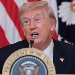 U.S. President Donald Trump speaks during a lunch with the Kennedy Center board members in the East Room of the White House in Washington, D.C., U.S., March 16, 2026.