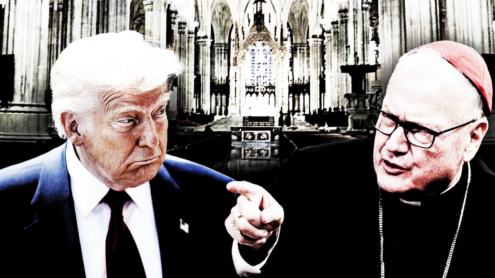 Donald Trump and Cardinal Timothy Dolan, the head of Catholic Bishops of New York State.