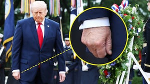 President Donald Trump (L) participates in a Memorial Day wreath-laying ceremony at the Tomb of the Unknown Soldier at Arlington National Cemetery on May 25, 2026 in Arlington, Virginia. Memorial Day honors those who died while serving in the U.S. armed forces.