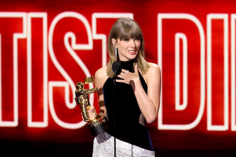 Taylor Swift accepts the Artist Director Honors onstage during the 2026 MTV Video Music Awards (VMAs) at Peacock Theater on September 27, 2026 in Los Angeles, California.